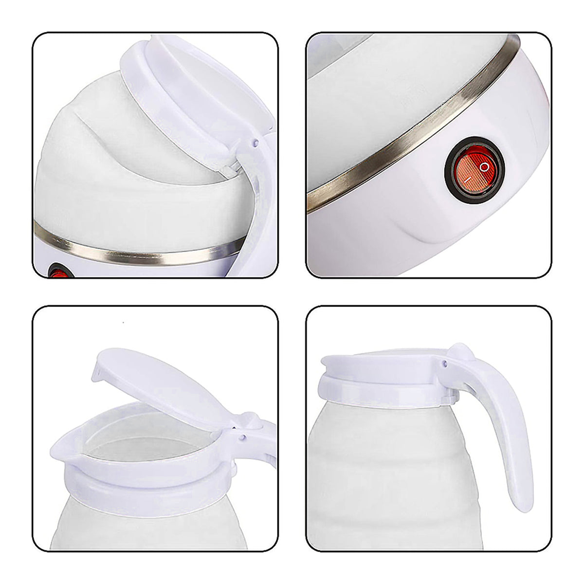 Chaleira Eletrica Dobravel Jarra Bule Silicone 600W 110v 600ml Portatil