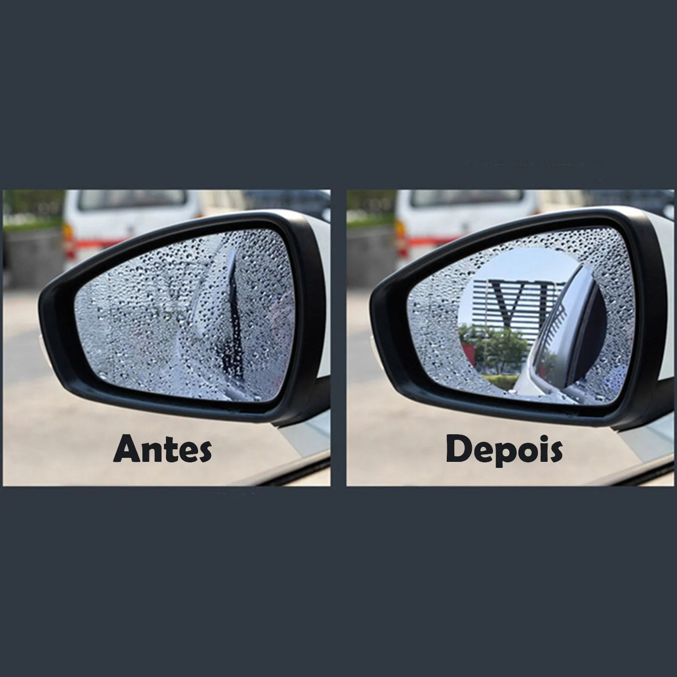 Película Retrovisor Carro Anti Embaçante Respingo Chuva Kit Com 2