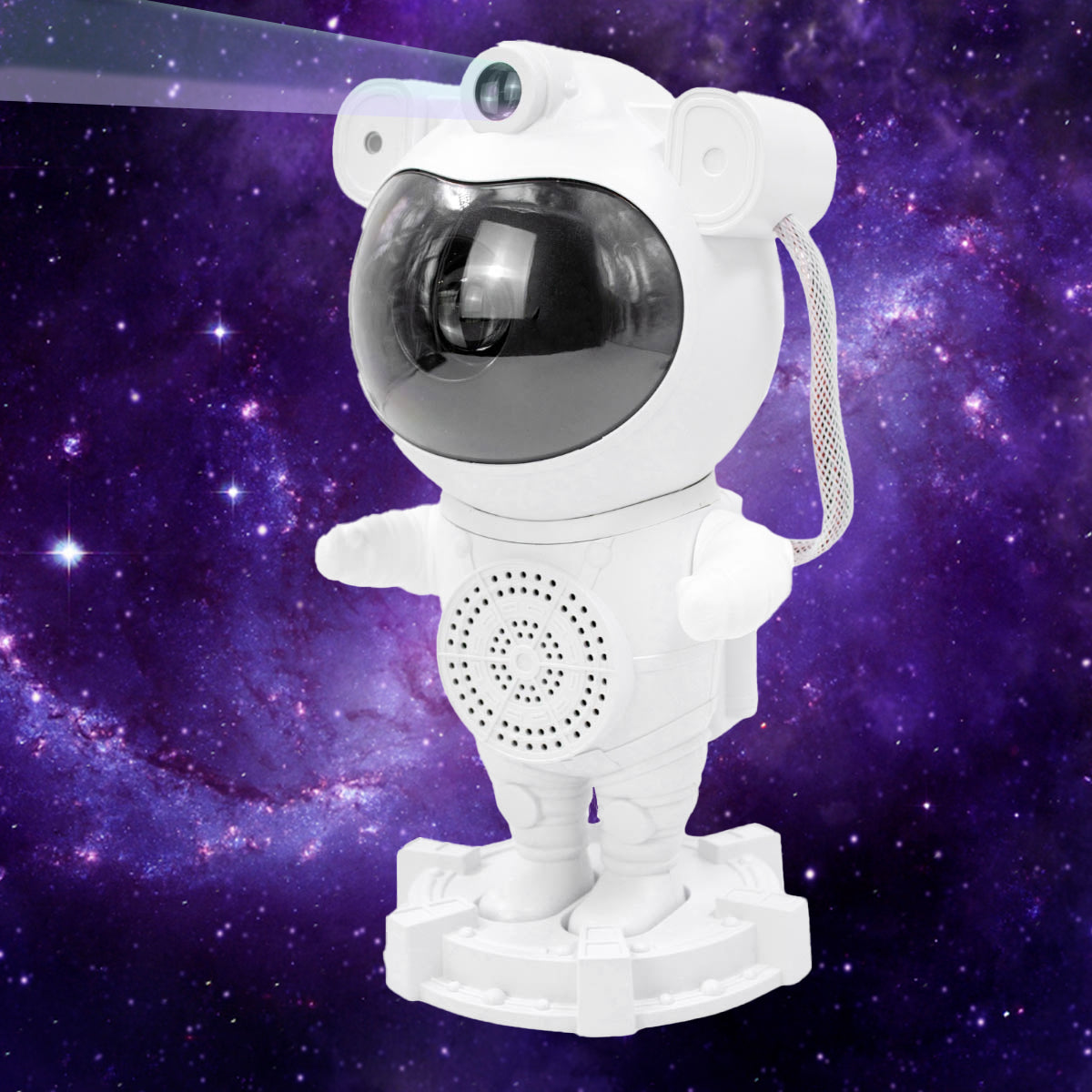 Luminaria Astronauta Projetor De Galaxia Estrelas Luz Som Bluetooth USB Alto Falante