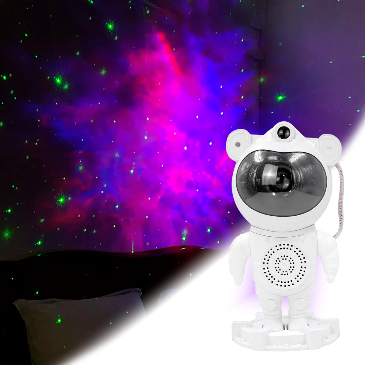 Luminaria Astronauta Projetor De Galaxia Estrelas Luz Som Bluetooth USB Alto Falante