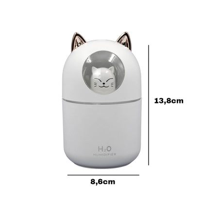 Umidificador De Ar Luminaria USB Difusor Aromatizador Orelha Gatinho