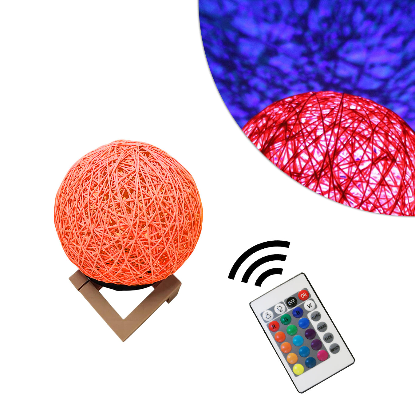 Luminaria Bola De Barbante Abajur Branco USB Luz Led Colorido Decoração Casa