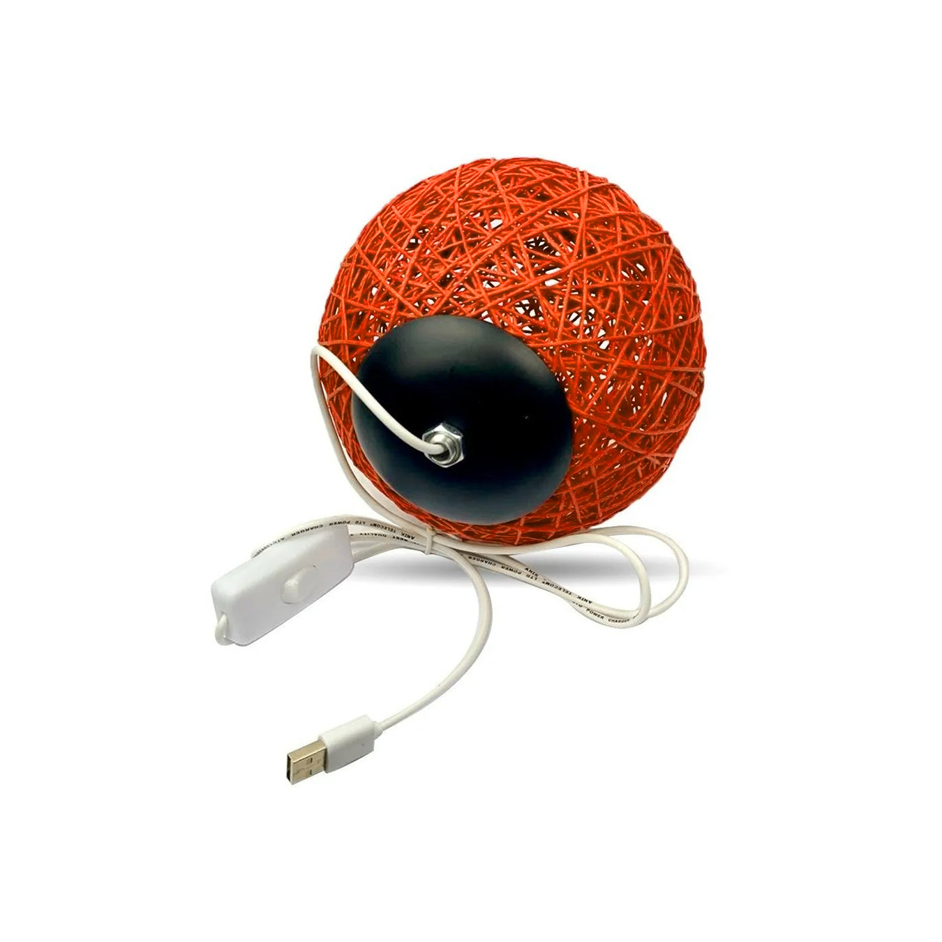 Luminaria Bola De Barbante Abajur Branco USB Luz Led Colorido Decoração Casa