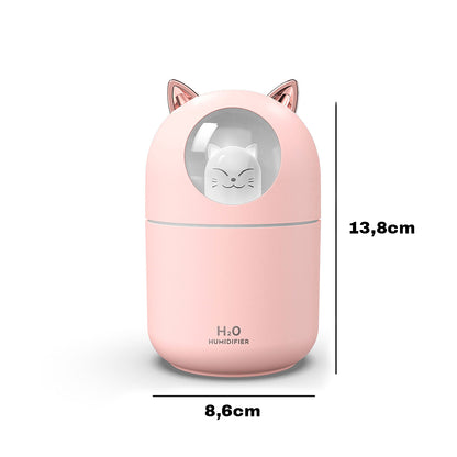 Umidificador De Ar Luminaria USB Difusor Aromatizador Orelha Gatinho