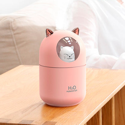 Umidificador De Ar Luminaria USB Difusor Aromatizador Orelha Gatinho