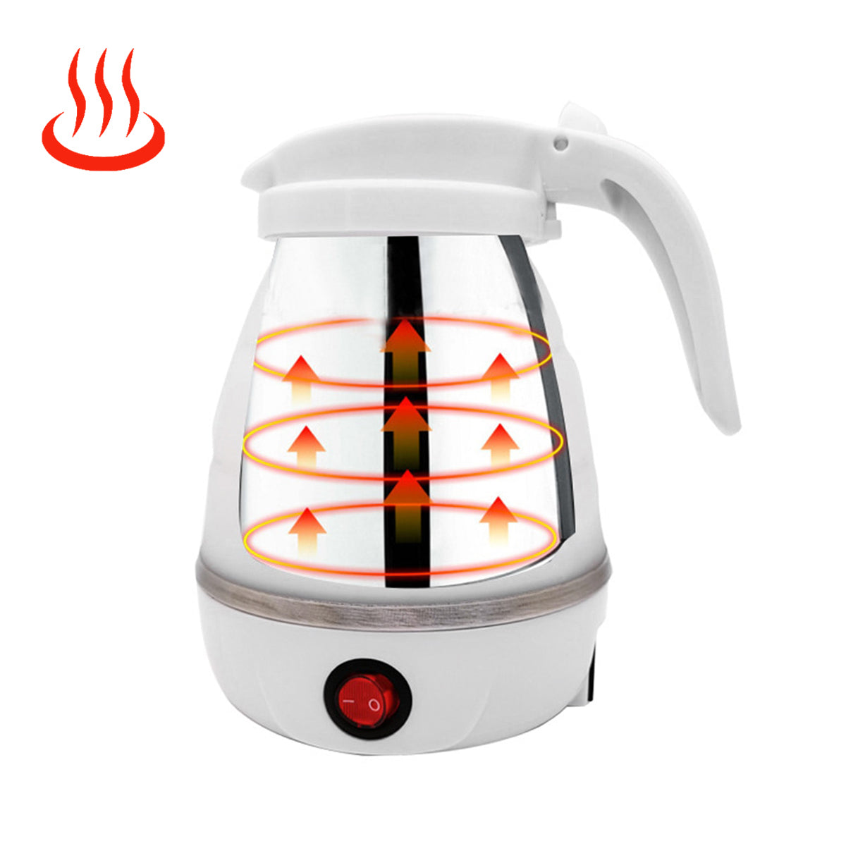 Chaleira Eletrica Dobravel Jarra Bule Silicone 600W 110v 600ml Portatil