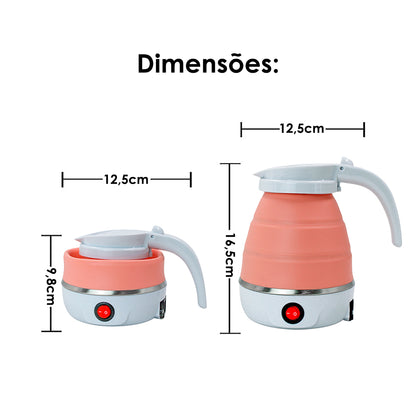 Chaleira Eletrica Dobravel Jarra Bule Silicone 600W 110v 600ml Portatil