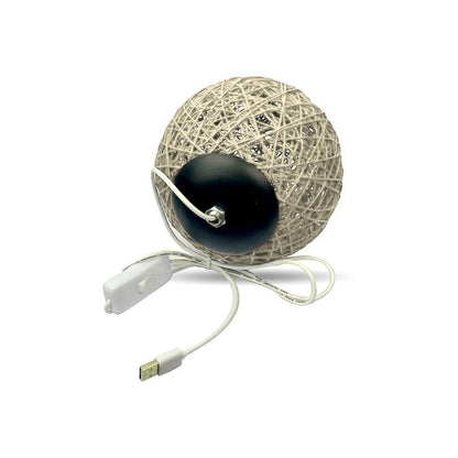 Luminaria Bola De Barbante Abajur Branco USB Luz Led Colorido Decoração Casa