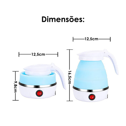 Chaleira Eletrica Dobravel Jarra Bule Silicone 600W 110v 600ml Portatil