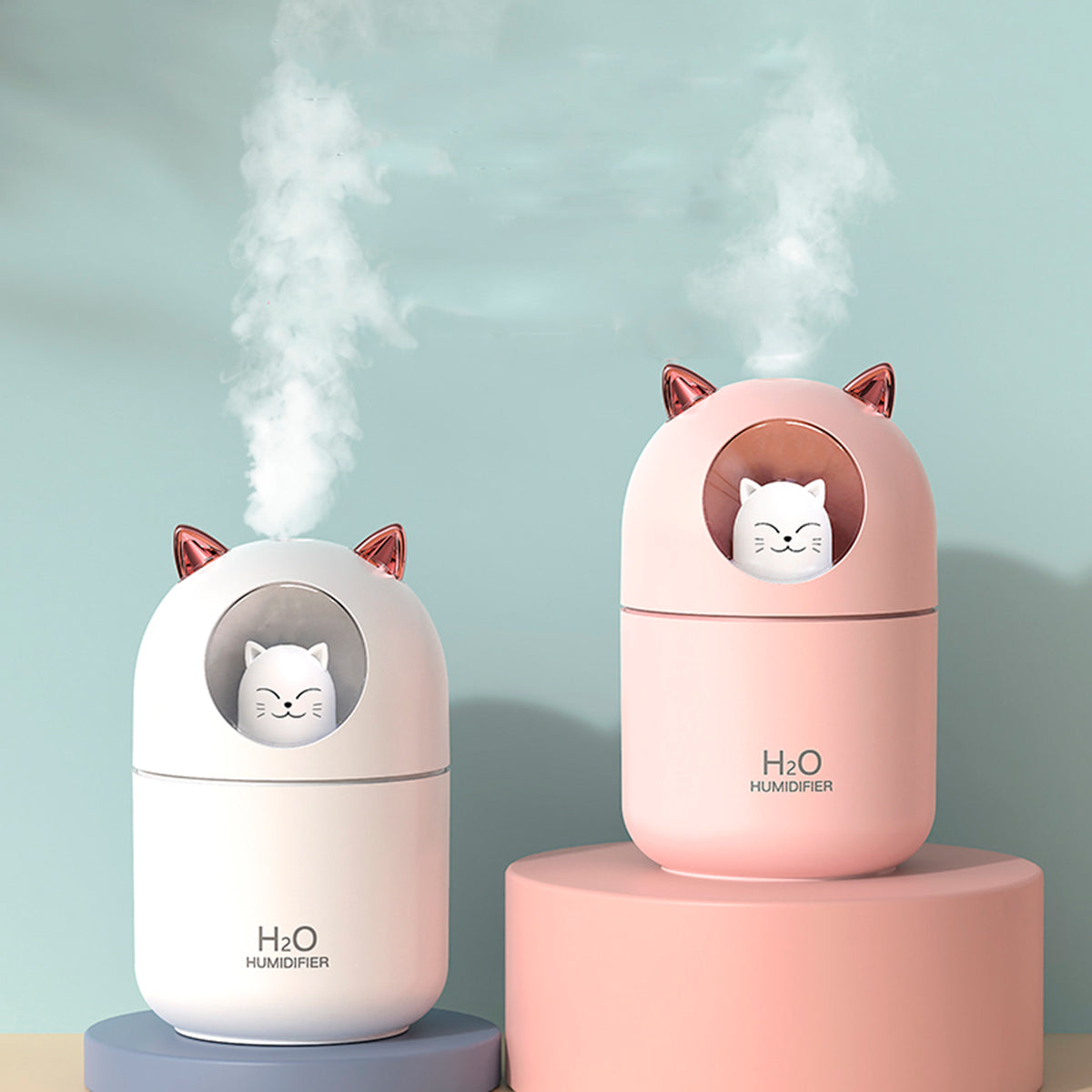 Umidificador De Ar Luminaria USB Difusor Aromatizador Orelha Gatinho