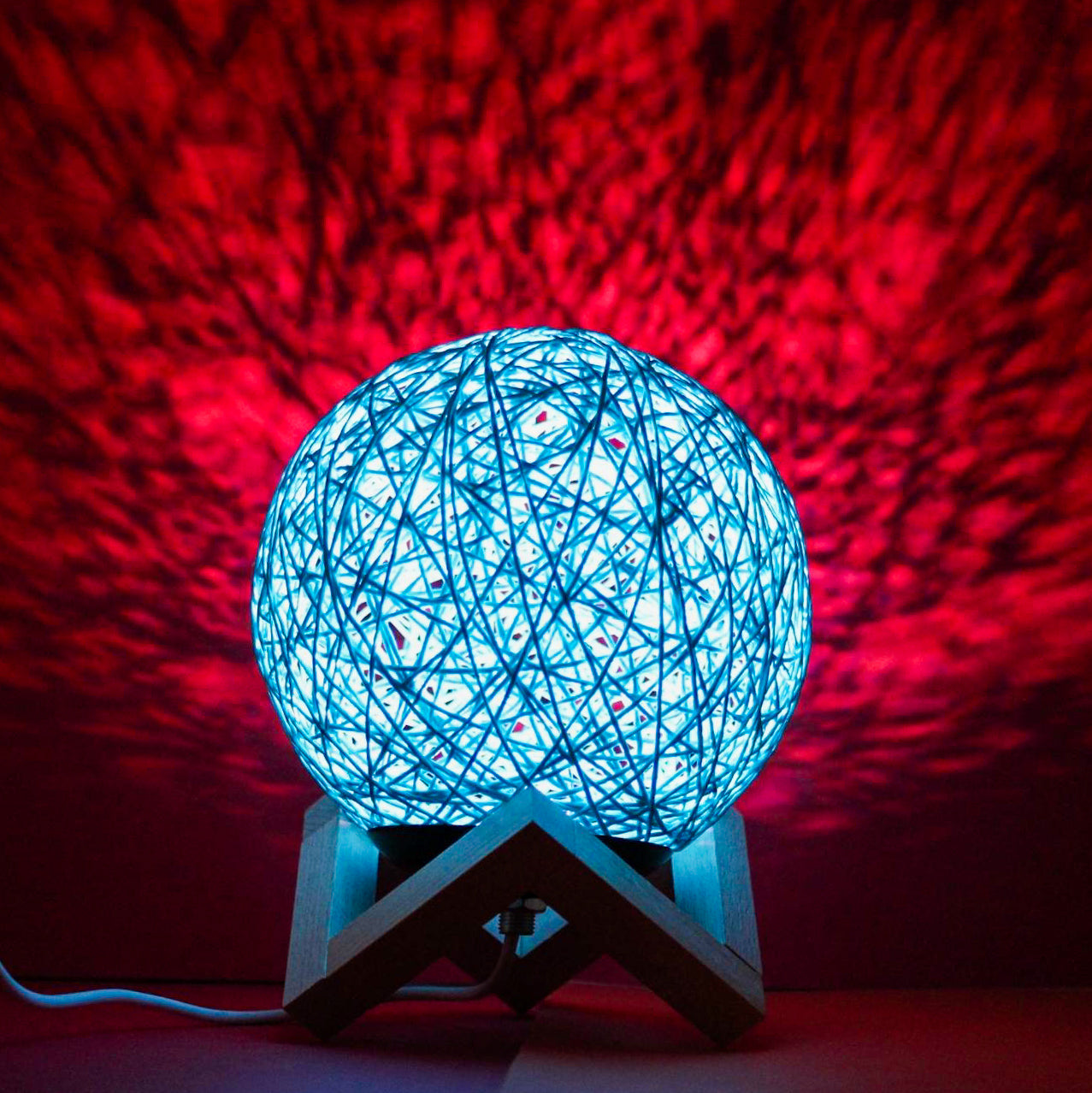 Luminaria Bola De Barbante Abajur Branco USB Luz Led Colorido Decoração Casa
