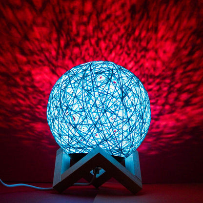 Luminaria Bola De Barbante Abajur Branco USB Luz Led Colorido Decoração Casa