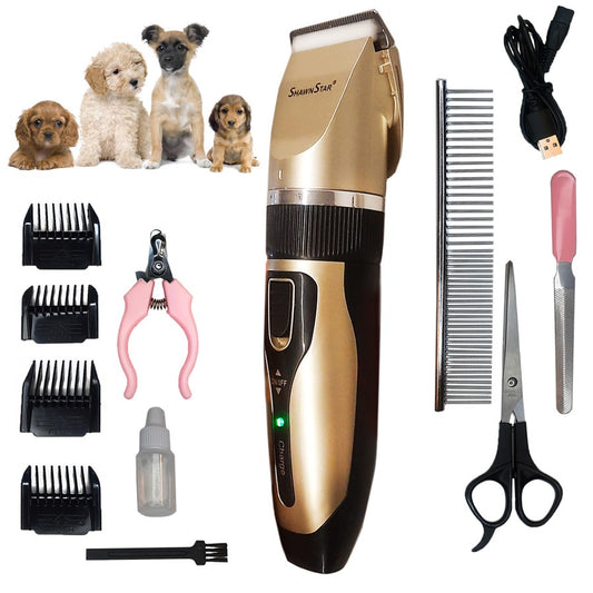 Kit Pet Maquina Recarregavel Tosa De Cães E Gatos